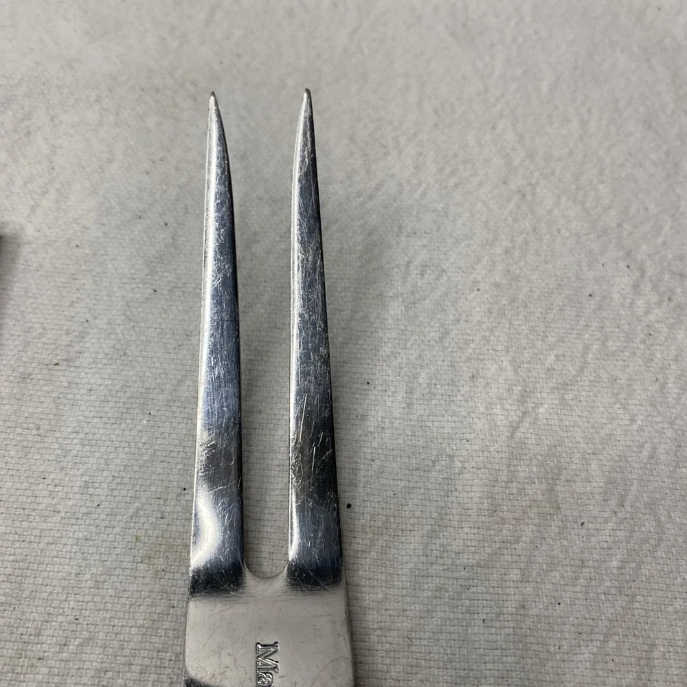 Vintage Maxam Stainless Steel 2 Prong Meat Serving Fork Wood Handle Japan 11